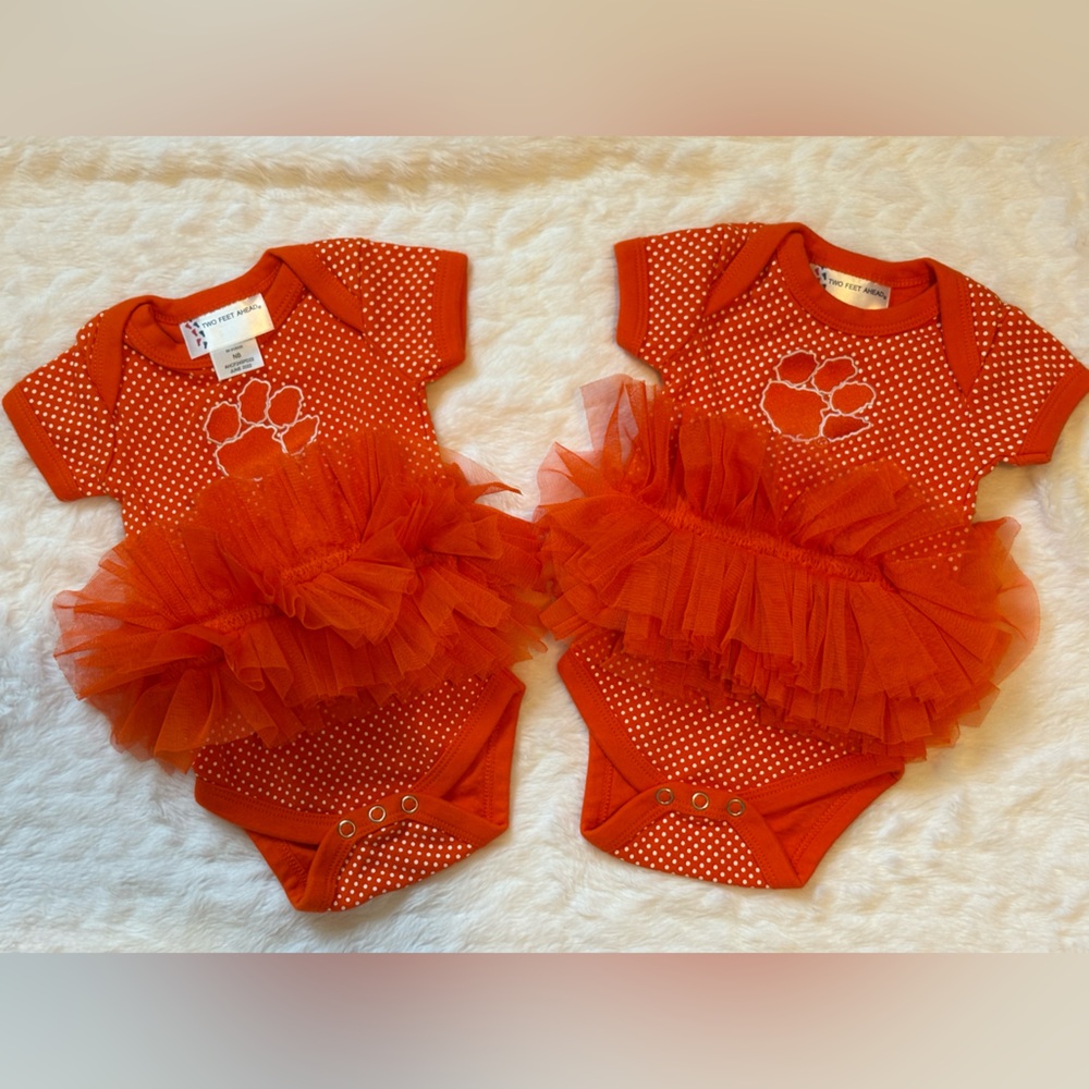 Newborn Clemson Orange Polka Dot Tutu Bodysuit